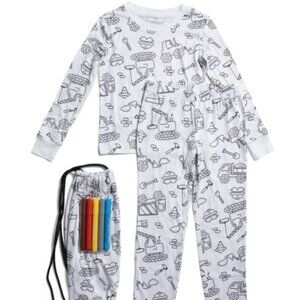 NWT TAHARI BOY Construction Color Me Pajama Set with Markers